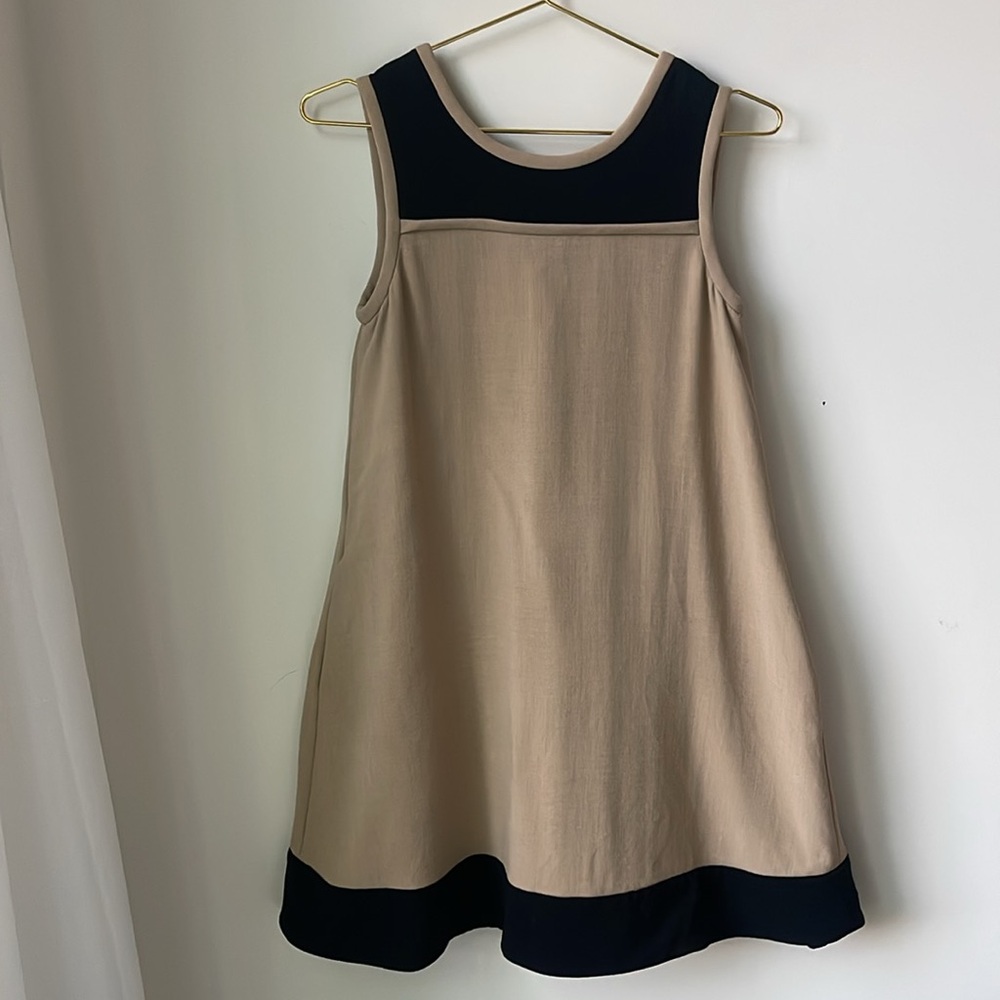 kate spade Wool Blend Shift Dress in Tan and Black Back Zip Lined Size S